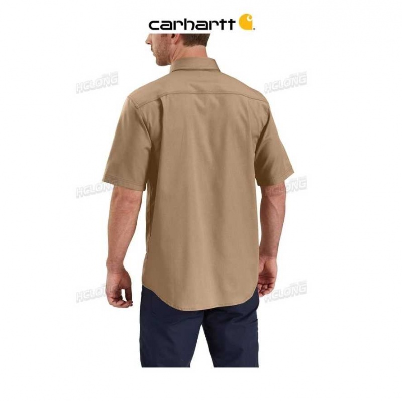 Kaki Foncé Carhartt Rugged Professional Series Corta-Sleeve Shirt Kaki - Danmark KAK-3089154