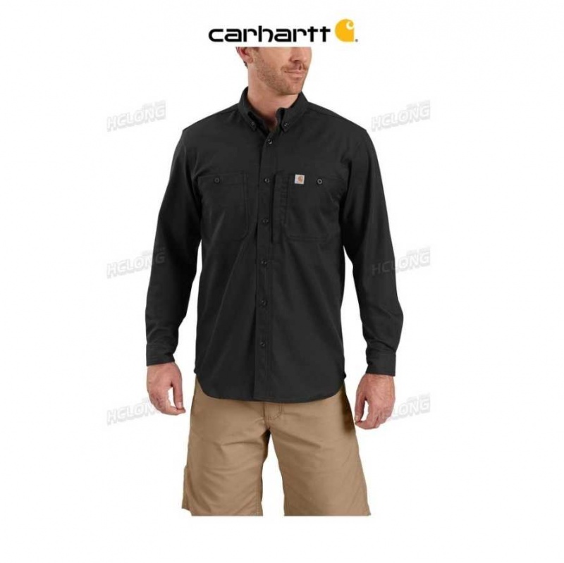 Noir Carhartt Rugged Professional Series Long-Sleeve Shirt - Danmark WLB-7128493