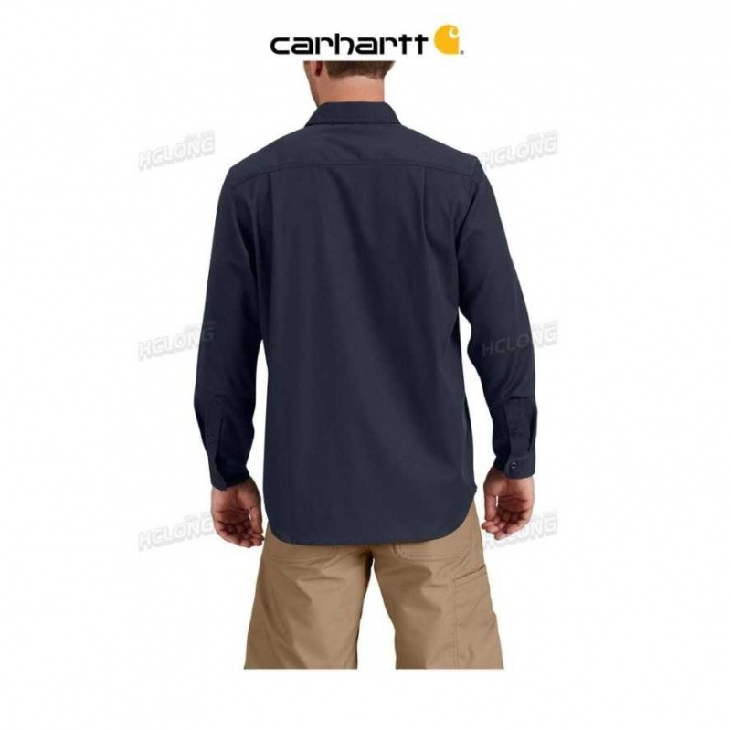 Bleu Marine Carhartt Rugged Professional Series Long-Sleeve Shirt Bleu - Danmark DEZ-2002369