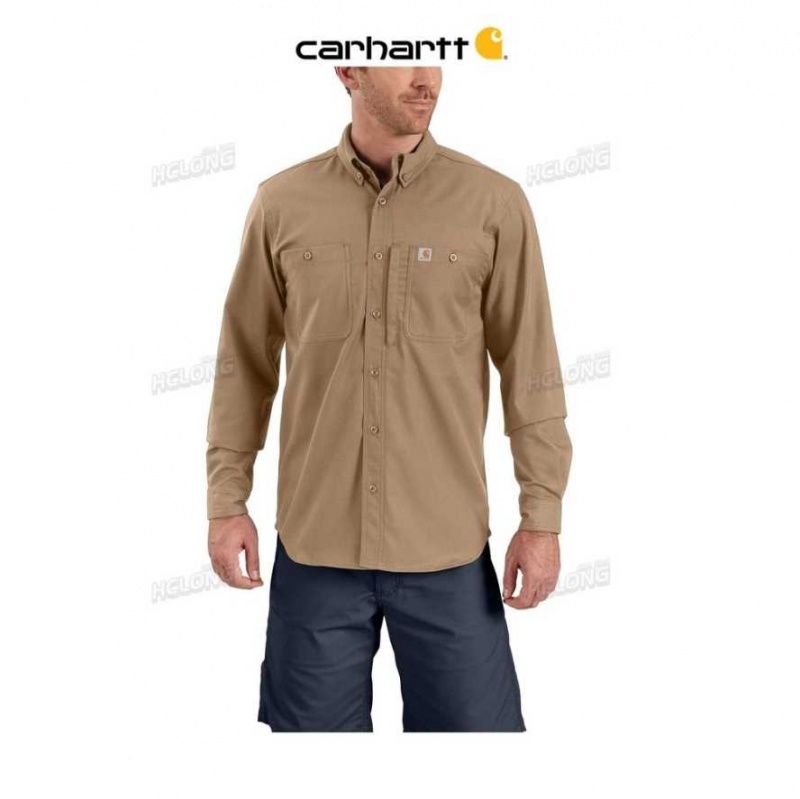 Kaki Foncé Carhartt Rugged Professional Series Long-Sleeve Shirt Kaki - Danmark PPF-5714573