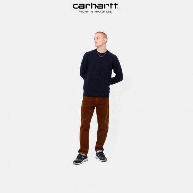 Bleu Marine Foncé Carhartt Wip Anglistic Pull Bleu Marine - Danmark YMI-8316096