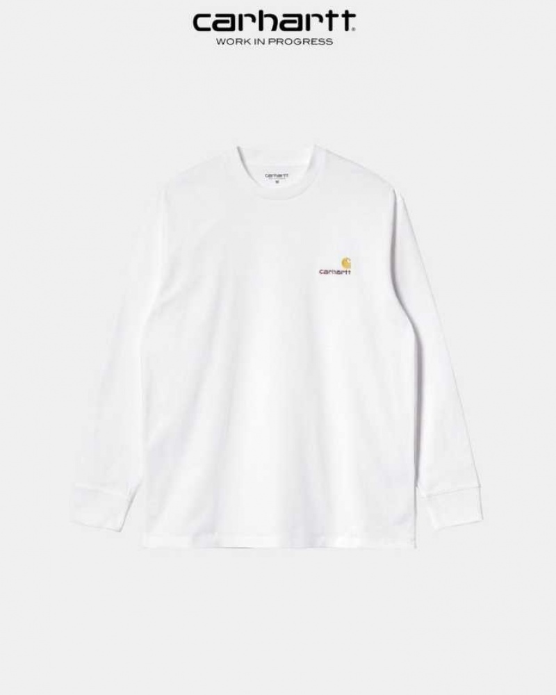 Blanche Carhartt Wip American Script Long Sleeve T-Shirt - Danmark GJR-8911876