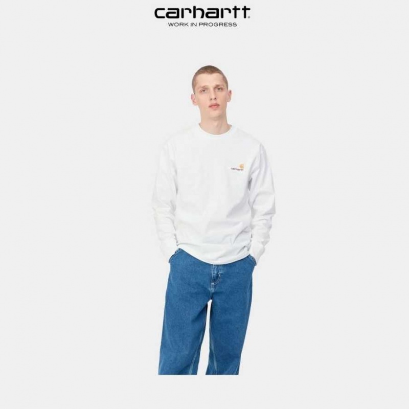 Blanche Carhartt Wip American Script Long Sleeve T-Shirt - Danmark GJR-8911876