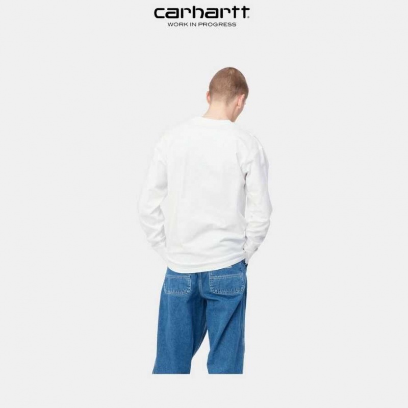 Blanche Carhartt Wip American Script Long Sleeve T-Shirt - Danmark GJR-8911876