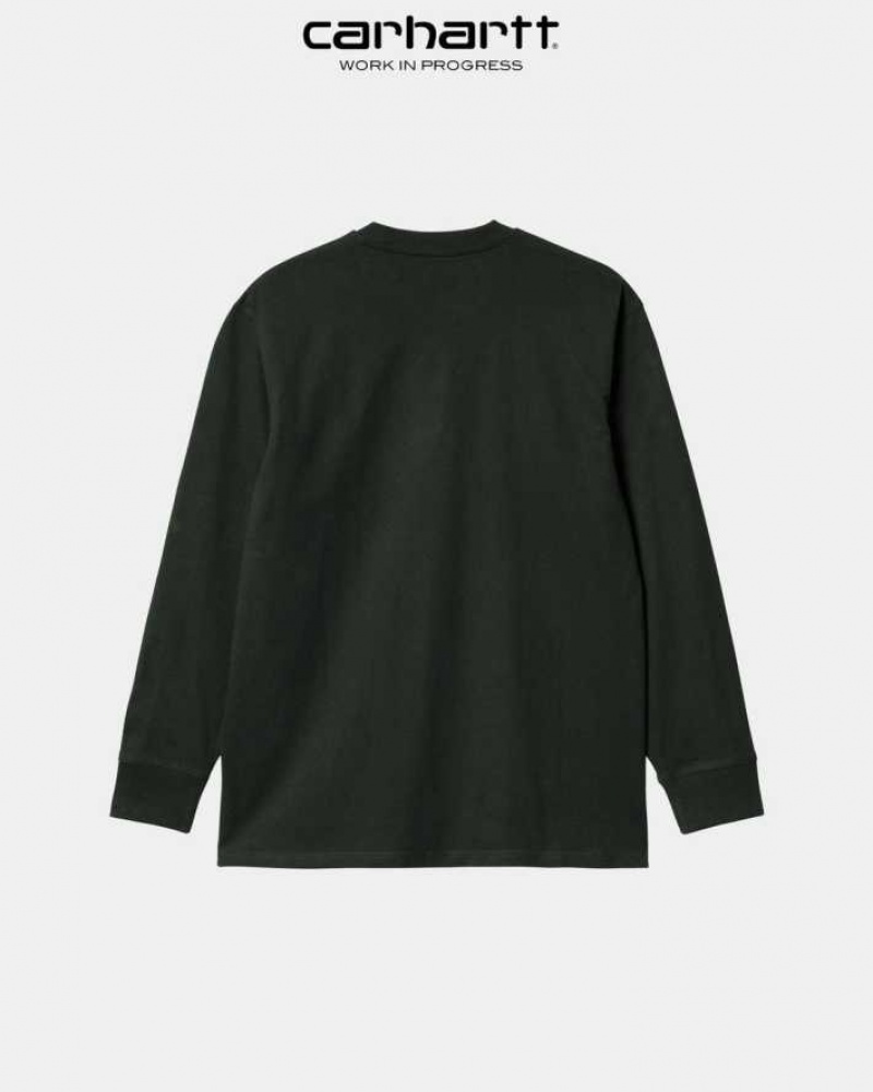 Noir Carhartt Wip American Script Long Sleeve T-Shirt - Danmark OTM-8713348