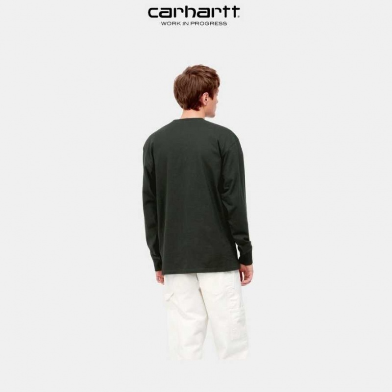 Noir Carhartt Wip American Script Long Sleeve T-Shirt - Danmark OTM-8713348