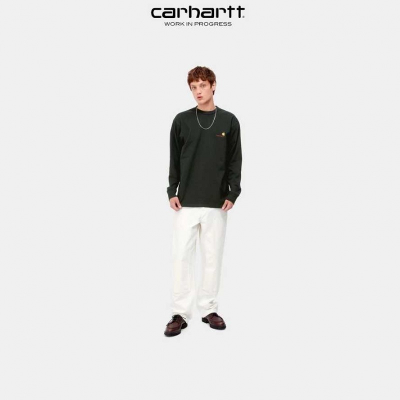 Noir Carhartt Wip American Script Long Sleeve T-Shirt - Danmark OTM-8713348