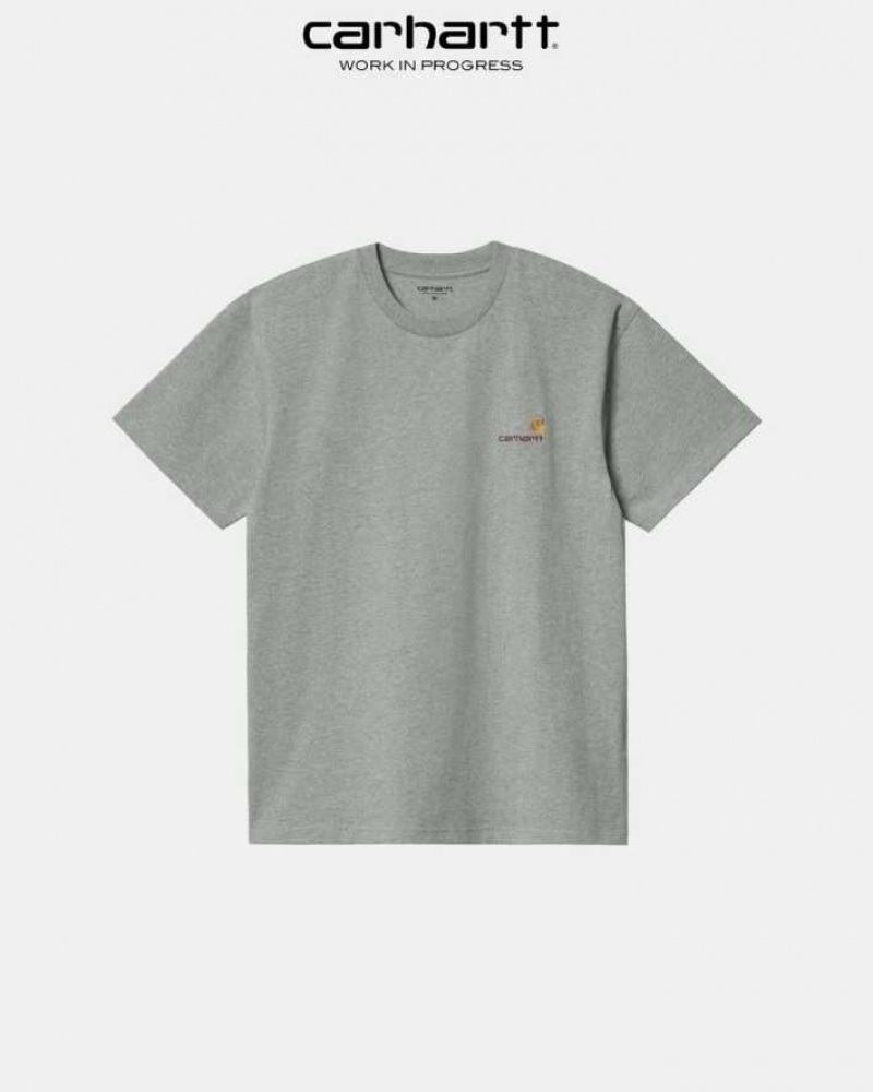 Grise Carhartt Wip American Script T-Shirt - Danmark CCJ-9033776