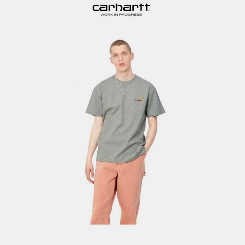 Grise Carhartt Wip American Script T-Shirt - Danmark CCJ-9033776