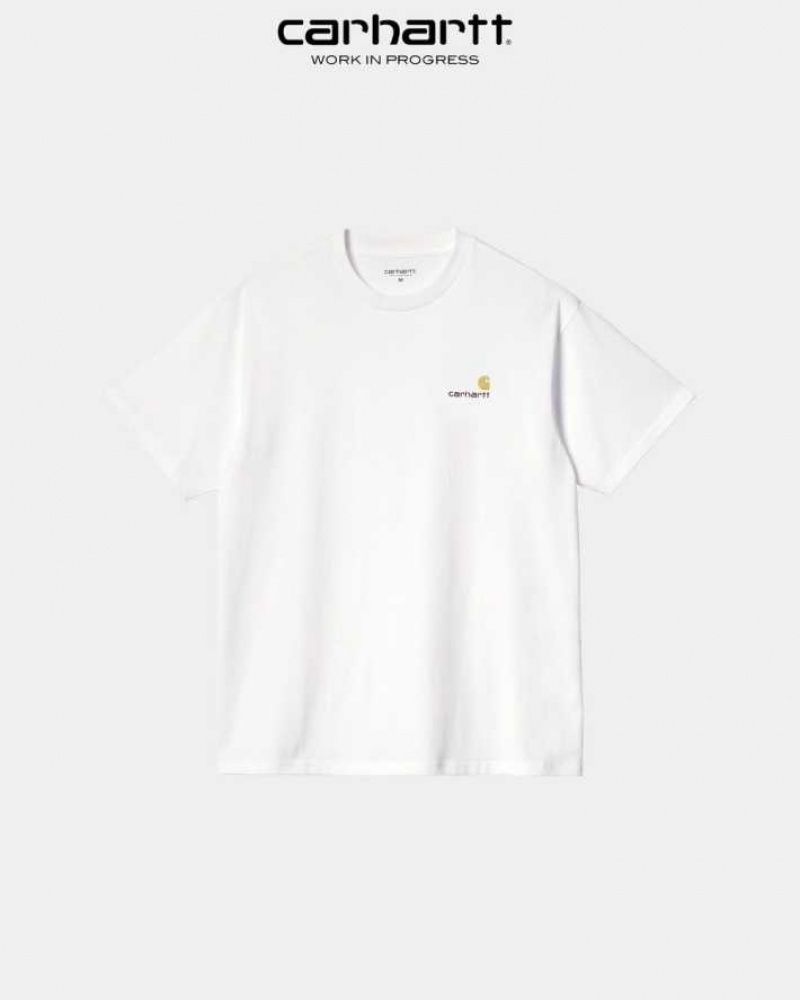 Blanche Carhartt Wip American Script T-Shirt - Danmark WXS-9767675