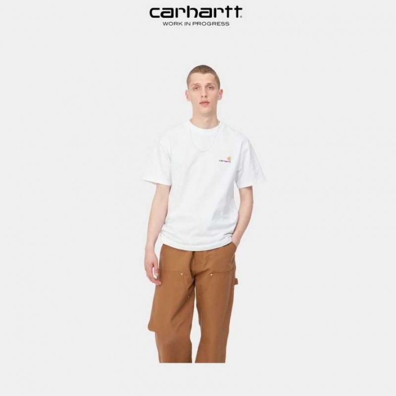 Blanche Carhartt Wip American Script T-Shirt - Danmark WXS-9767675