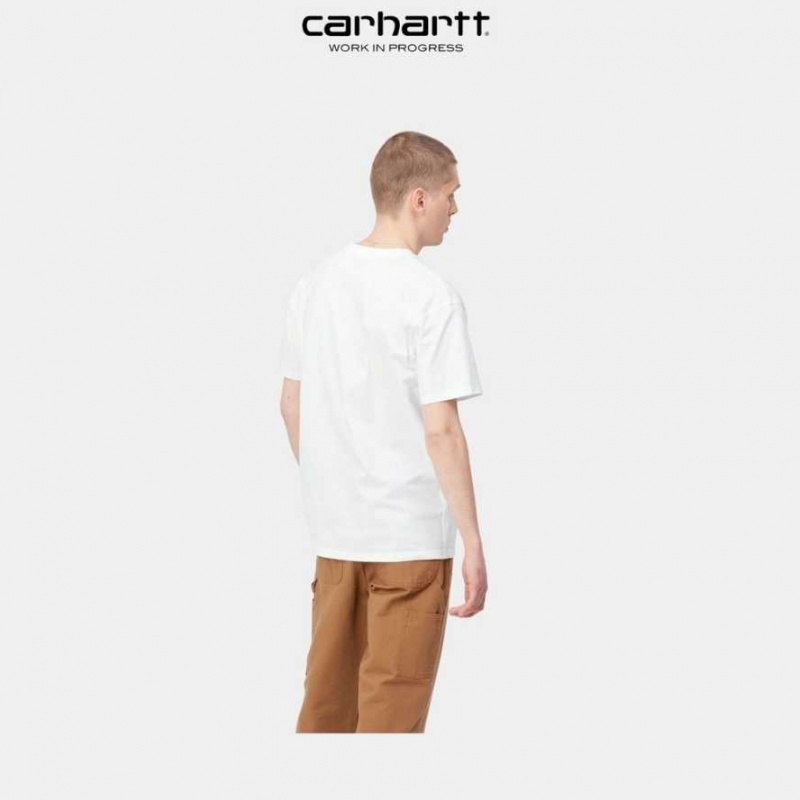 Blanche Carhartt Wip American Script T-Shirt - Danmark WXS-9767675