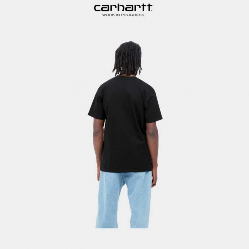 Noir Carhartt Wip American Script T-Shirt - Danmark MJY-2342516