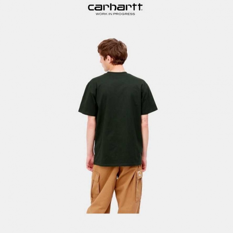 Noir Carhartt Wip American Script T-Shirt - Danmark RYH-6069424