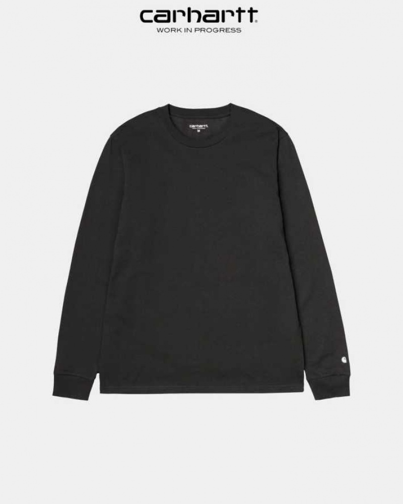 Noir Carhartt Wip Base Long Sleeve T-Shirt - Danmark CKL-8498738