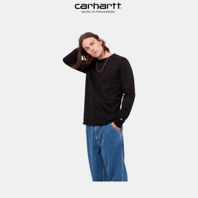 Noir Carhartt Wip Base Long Sleeve T-Shirt - Danmark CKL-8498738