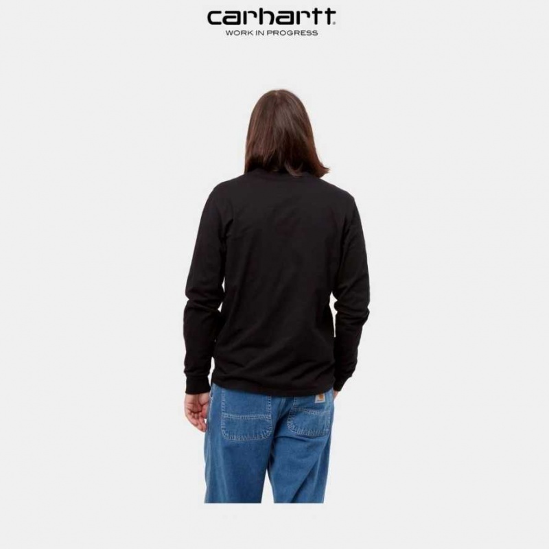 Noir Carhartt Wip Base Long Sleeve T-Shirt - Danmark CKL-8498738