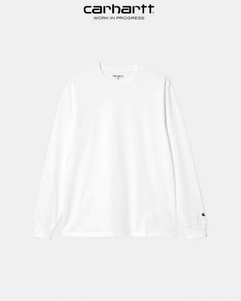 Blanche Carhartt Wip Base Long Sleeve T-Shirt - Danmark OJH-8505318