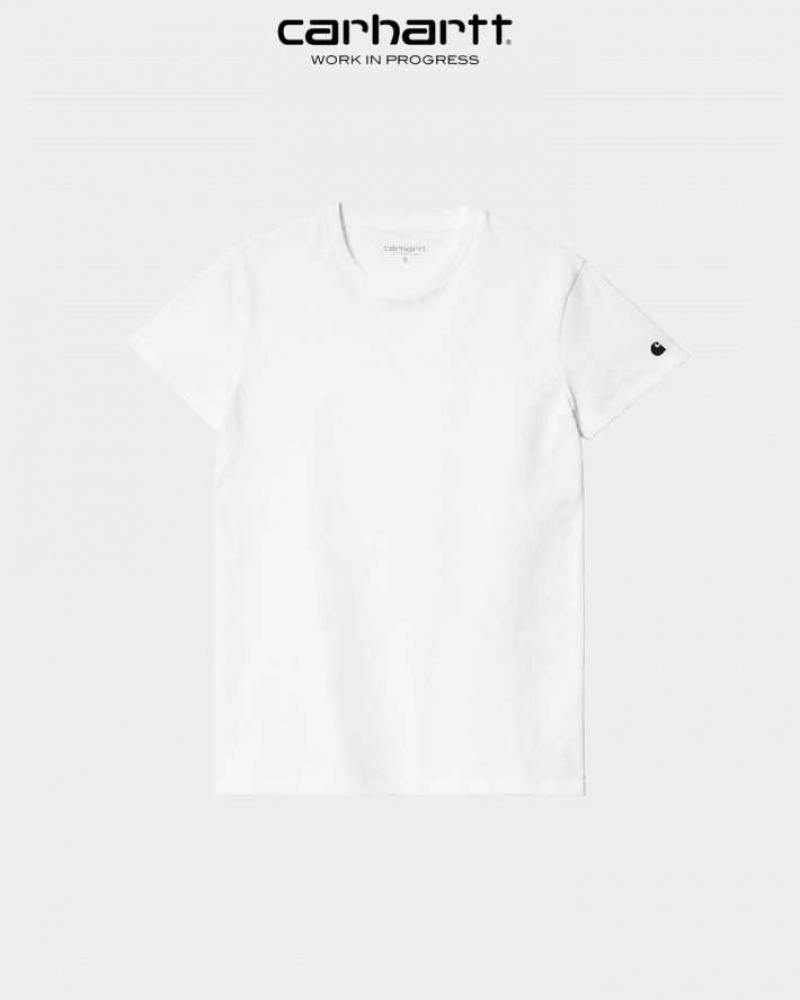 Blanche Carhartt Wip Basis T-Shirt - Danmark XTZ-2654398