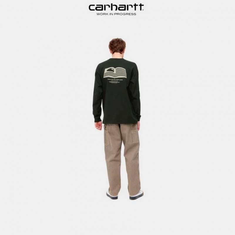 Noir Carhartt Wip Book State Long Sleeve T-Shirt - Danmark ZIV-6518273