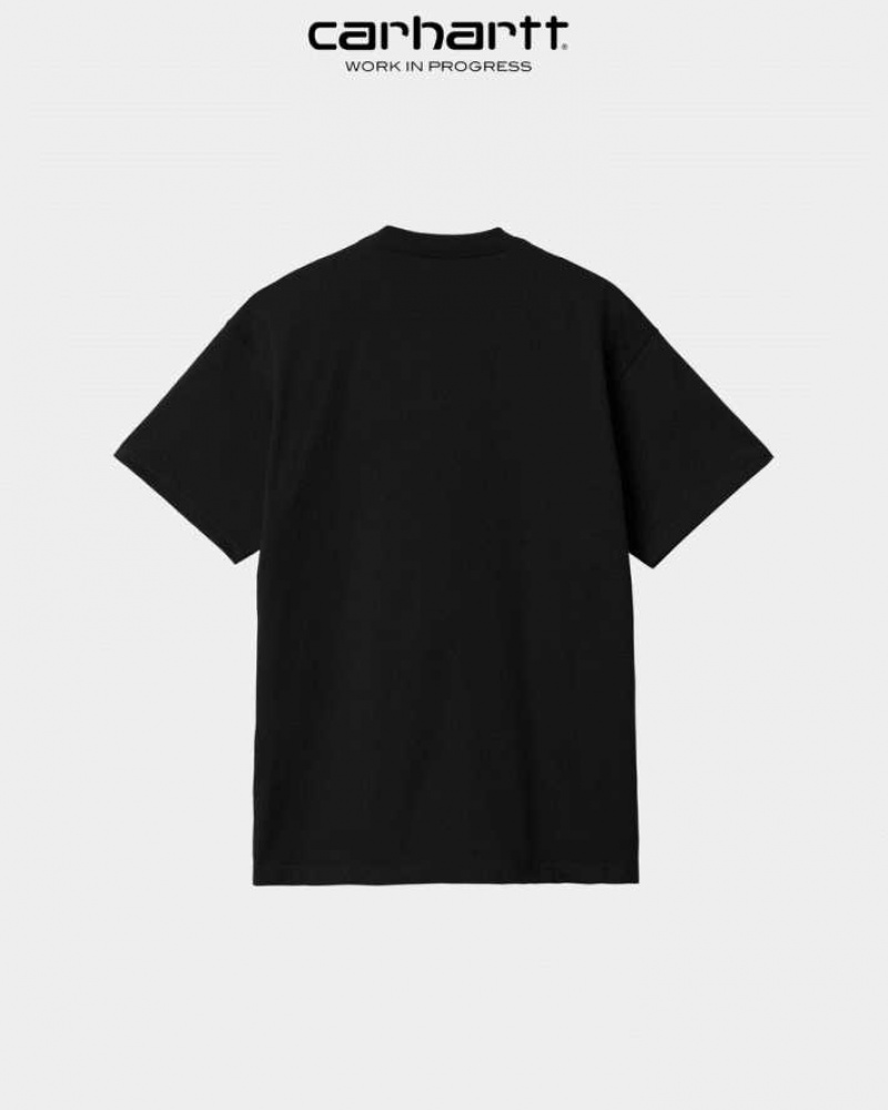 Noir Carhartt Wip Bubble Script T-Shirt - Danmark DGD-3366166