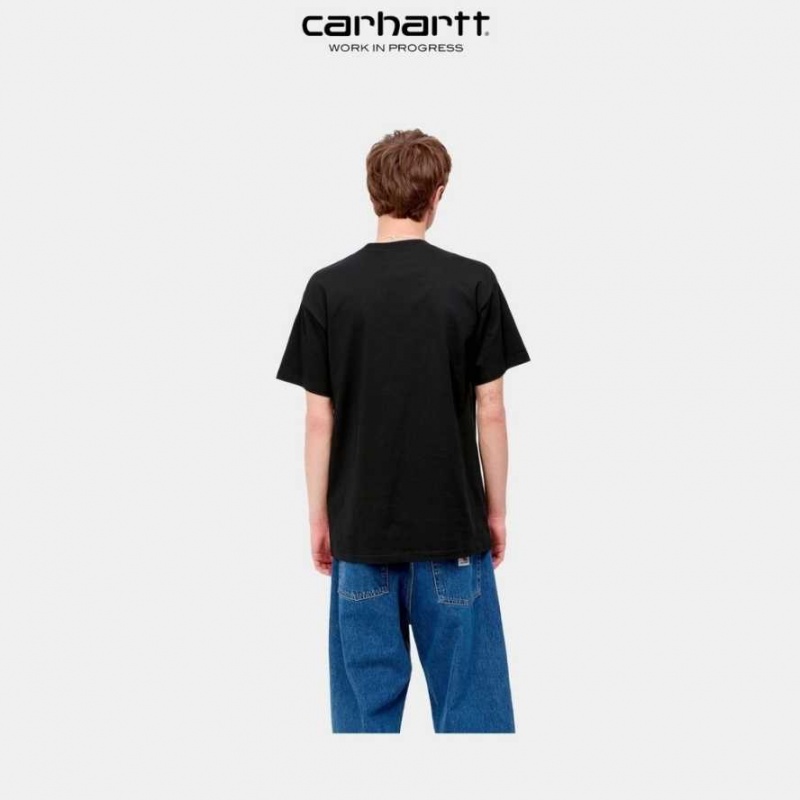 Noir Carhartt Wip Bubble Script T-Shirt - Danmark DGD-3366166