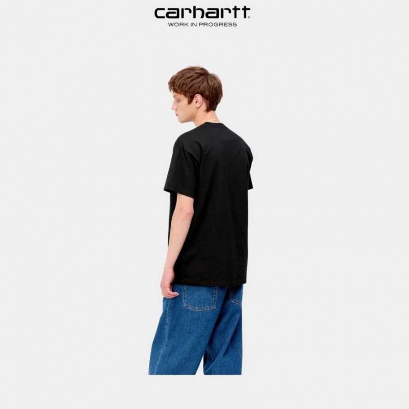 Noir Carhartt Wip Bubble Script T-Shirt - Danmark DGD-3366166