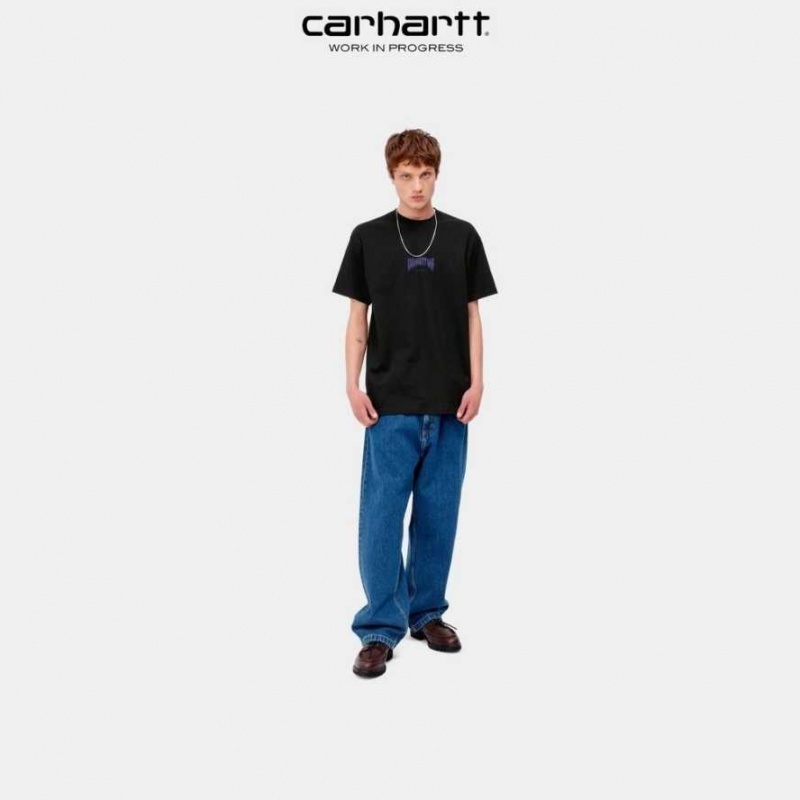 Noir Carhartt Wip Bubble Script T-Shirt - Danmark DGD-3366166