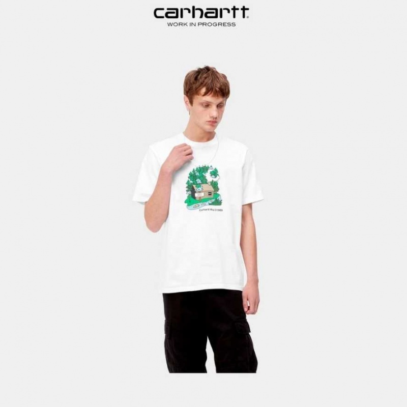 Blanche Carhartt Wip Cabin T-Shirt - Danmark HYT-7875334