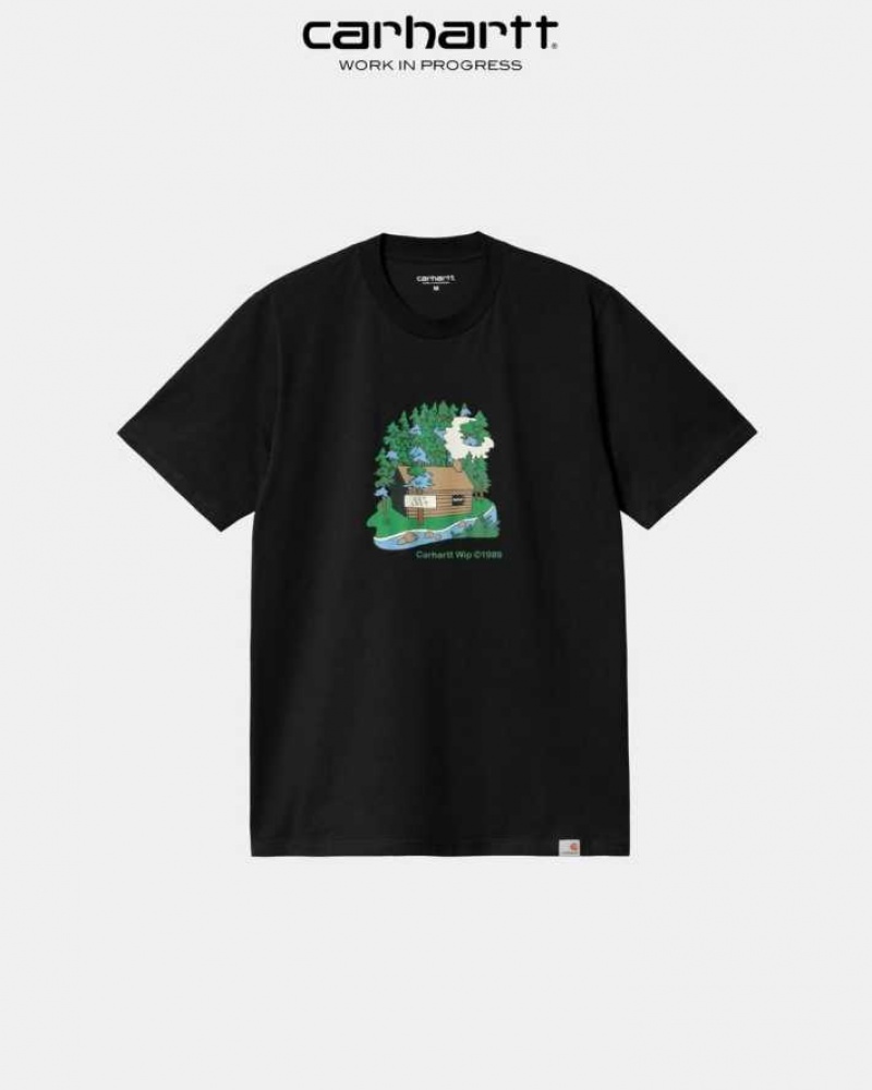 Noir Carhartt Wip Cabin T-Shirt - Danmark JGT-2433958