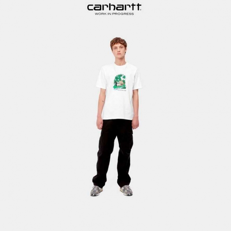 Blanche Carhartt Wip Cabin T-Shirt - Danmark HYT-7875334