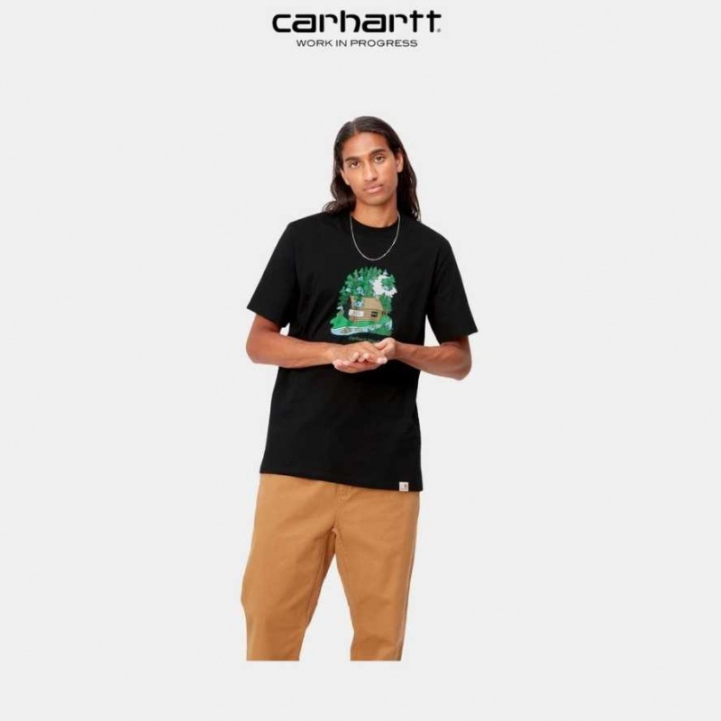 Noir Carhartt Wip Cabin T-Shirt - Danmark JGT-2433958