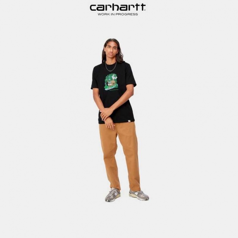 Noir Carhartt Wip Cabin T-Shirt - Danmark JGT-2433958