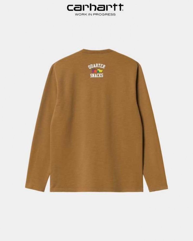 Marron Carhartt Wip WIP x Quartersnacks Slub Yarn Pocket T-Shirt - Danmark OPF-9896176