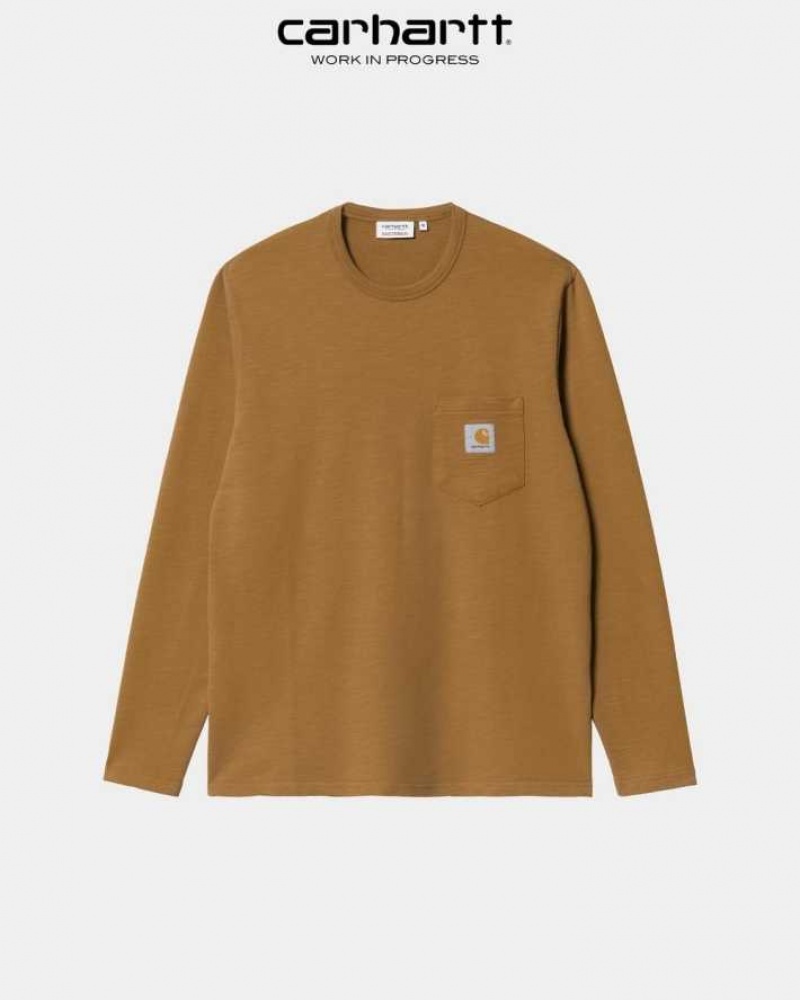 Marron Carhartt Wip WIP x Quartersnacks Slub Yarn Pocket T-Shirt - Danmark OPF-9896176