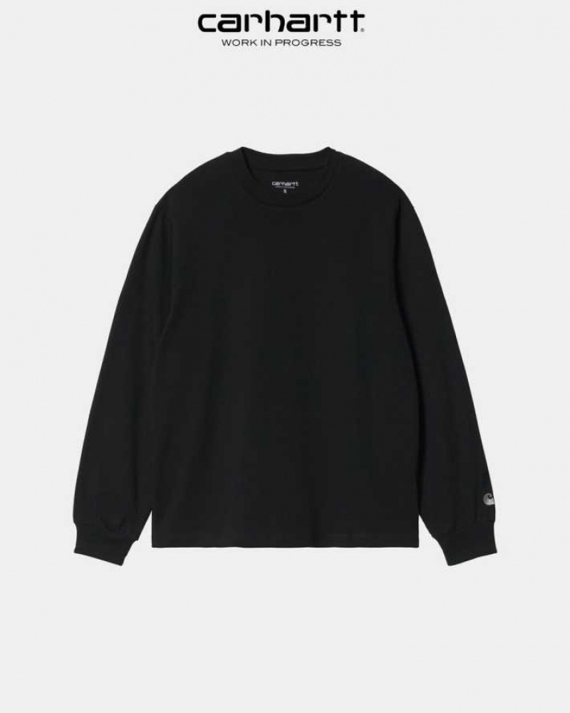 Noir Carhartt Wip Casey Long Sleeve T-Shirt - Danmark DFO-4443433