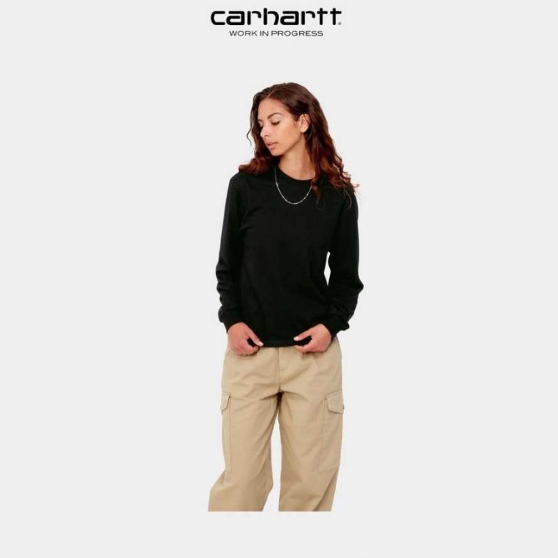 Noir Carhartt Wip Casey Long Sleeve T-Shirt - Danmark DFO-4443433