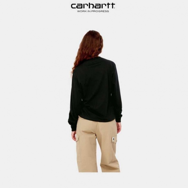 Noir Carhartt Wip Casey Long Sleeve T-Shirt - Danmark DFO-4443433