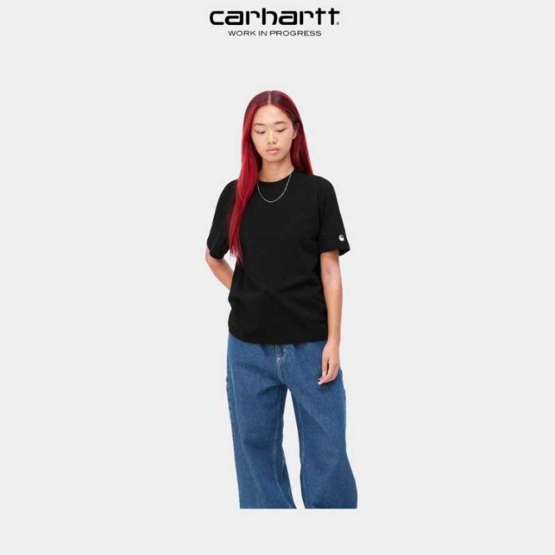 Noir Carhartt Wip Casey T-Shirt - Danmark XCZ-3235164