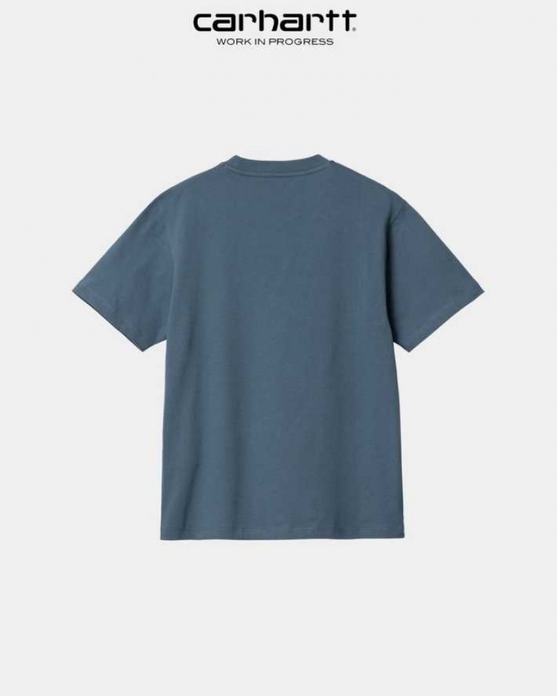 Bleu Carhartt Wip Casey T-Shirt - Danmark PWI-6790329