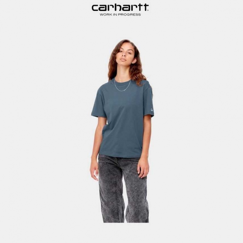 Bleu Carhartt Wip Casey T-Shirt - Danmark PWI-6790329