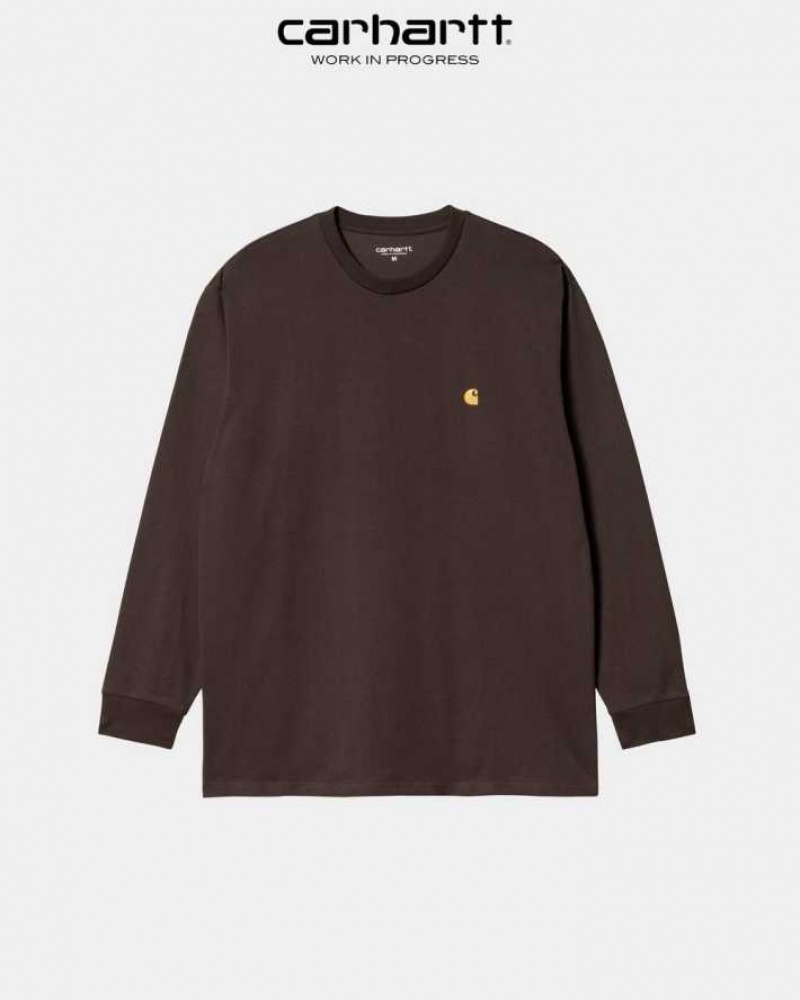 Noir Carhartt Wip Chase Long Sleeve T-Shirt - Danmark MSM-6731184