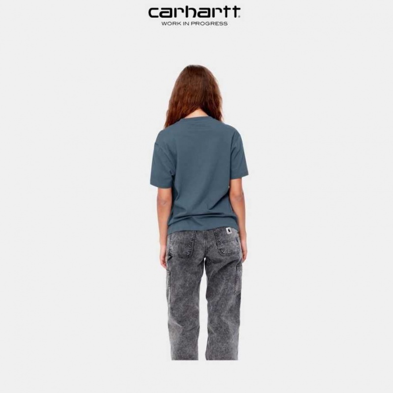 Bleu Carhartt Wip Casey T-Shirt - Danmark PWI-6790329