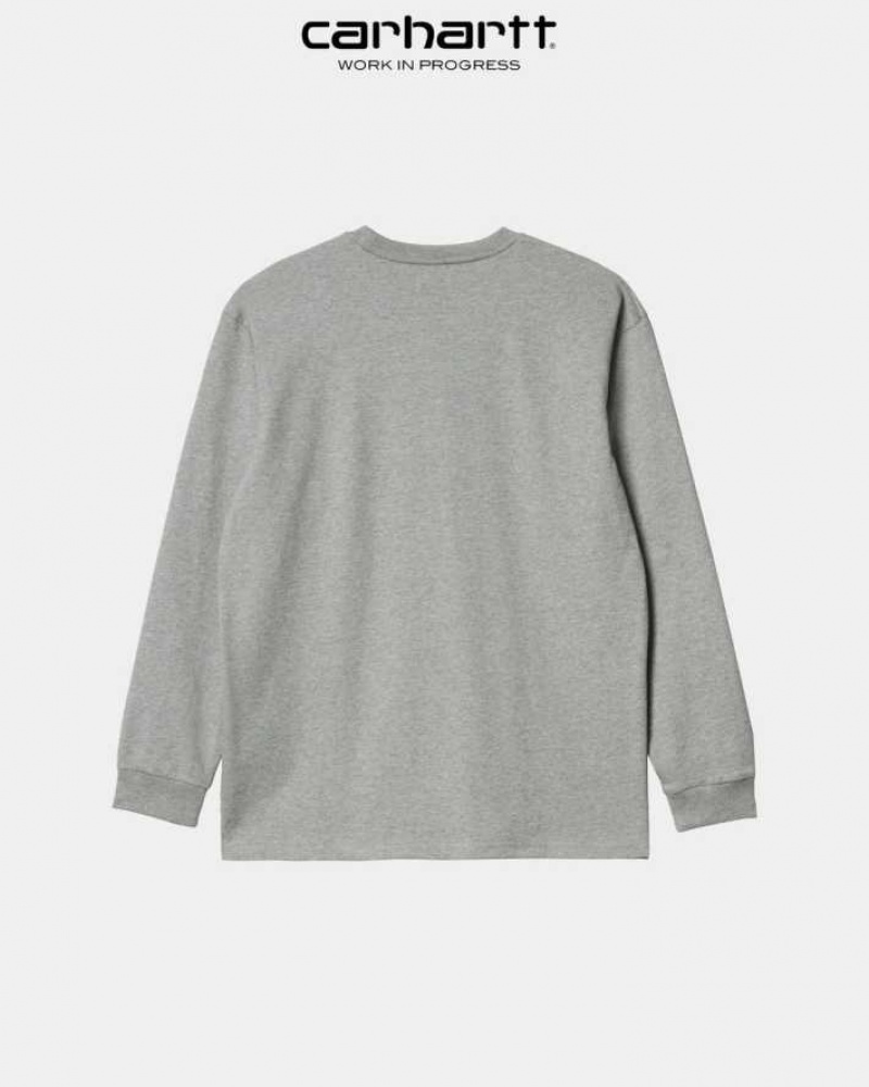 Grise Carhartt Wip Chase Long Sleeve T-Shirt - Danmark BKU-4711197