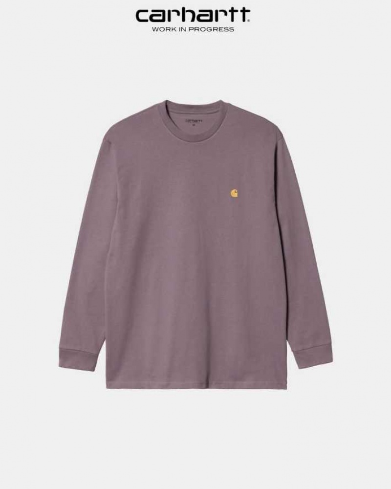 Misty Thistle Carhartt Wip Chase Long Sleeve T-Shirt Misty - Danmark XVF-5470275