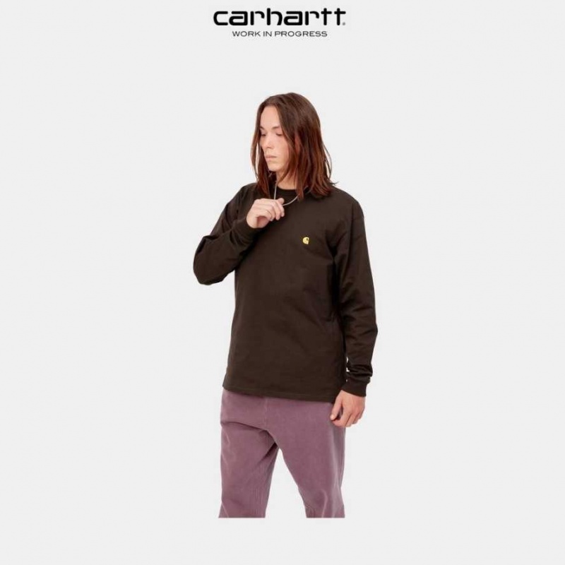 Noir Carhartt Wip Chase Long Sleeve T-Shirt - Danmark MSM-6731184