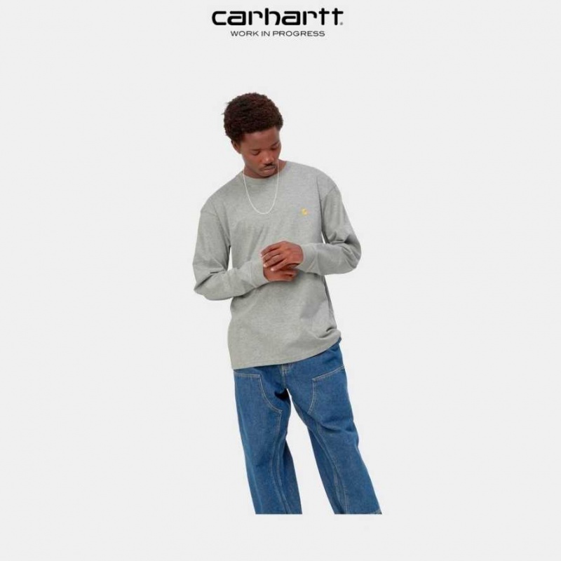 Grise Carhartt Wip Chase Long Sleeve T-Shirt - Danmark BKU-4711197