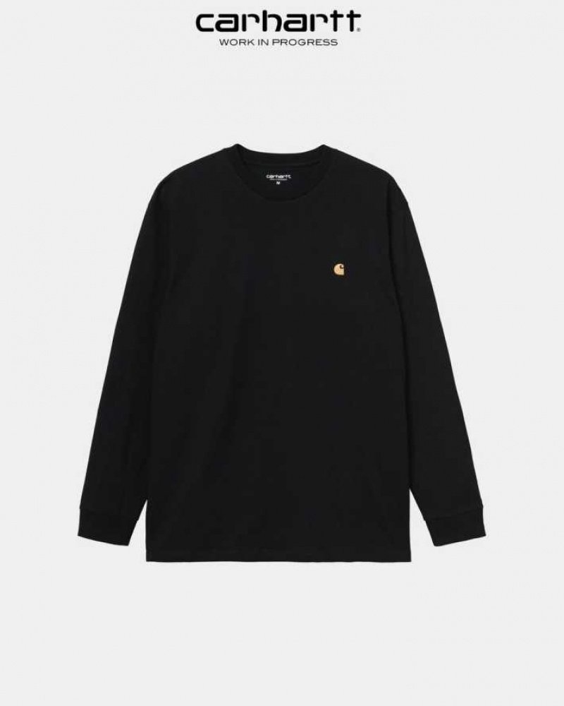 Noir Carhartt Wip Chase Long Sleeve T-Shirt - Danmark RPZ-4969533