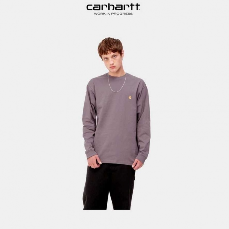 Misty Thistle Carhartt Wip Chase Long Sleeve T-Shirt Misty - Danmark XVF-5470275