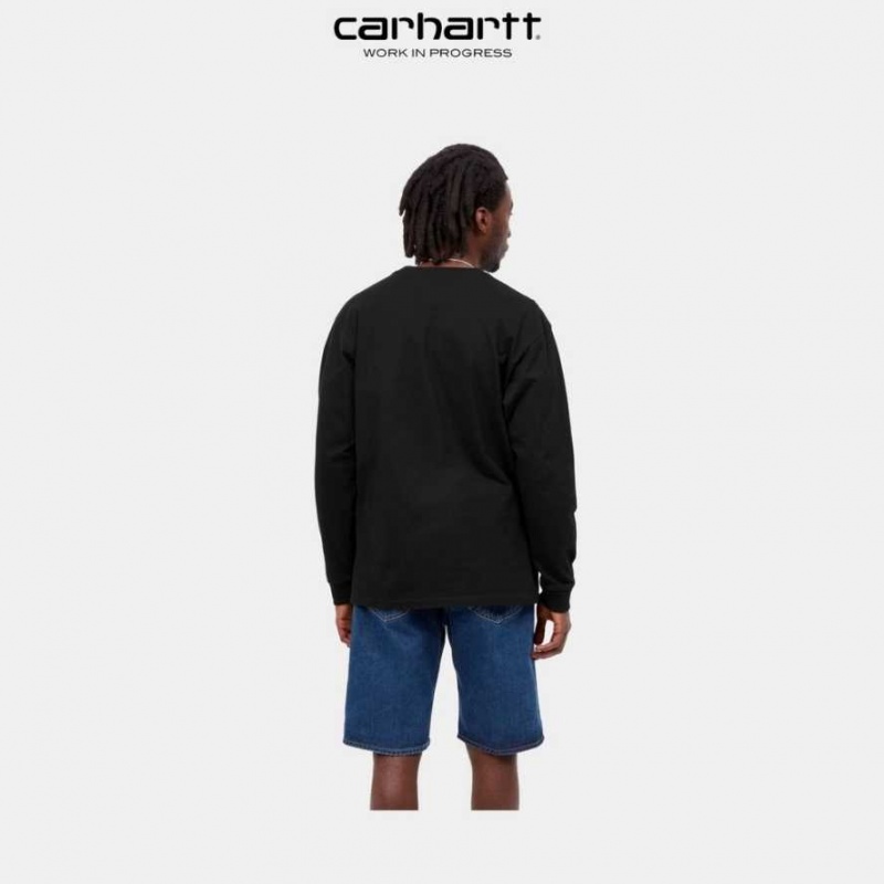 Noir Carhartt Wip Chase Long Sleeve T-Shirt - Danmark RPZ-4969533